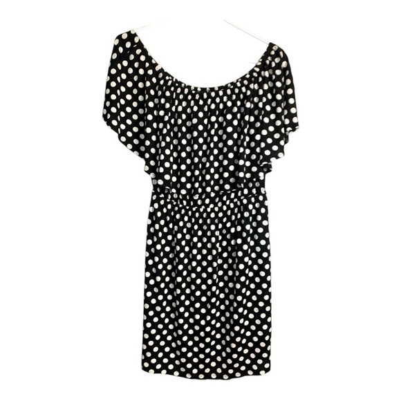 La Vie en Rose NWT Black w White Polka Dots, Off t Shoulder Beach Cover Up/Dress - Picture 3 of 7